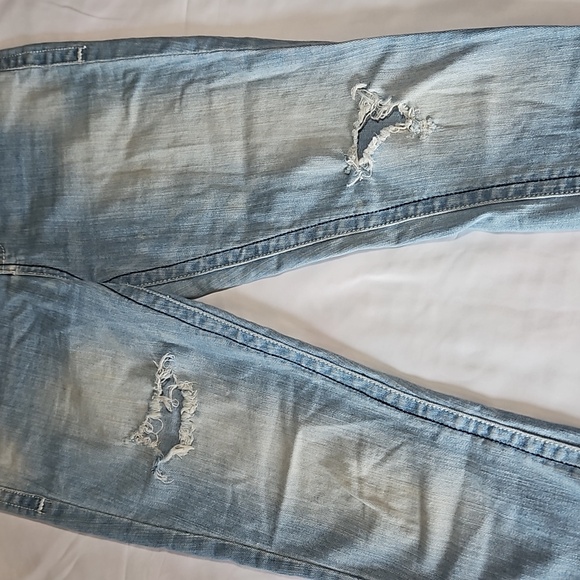 Almost Famous Too Girls Jeans Size 16 Cuffed Skinny Distressed T10 - Picture 6 of 7